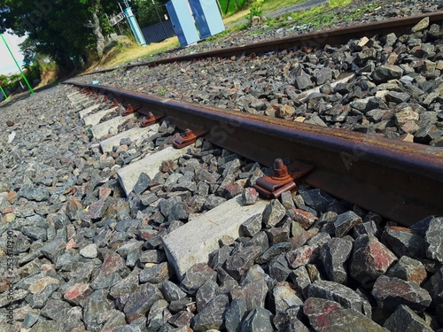Wallpaper Mural Train tracks and rocks. Railway line at Costa Rica. Background. Torontodigital.ca