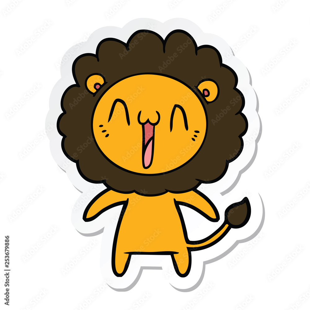 sticker of a happy cartoon lion sticker of a happy cartoon lion