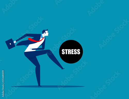 Businessman kicking stress. Concept business vector, Hard work, Optimistic.