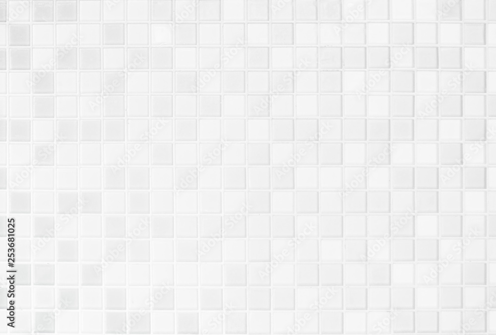 White or gray ceramic wall and floor tiles seamless abstract background. Kitchen wall pattern seamless design interior. - obrazy, fototapety, plakaty 
