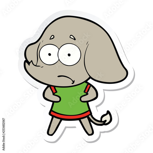 sticker of a cartoon unsure elephant
