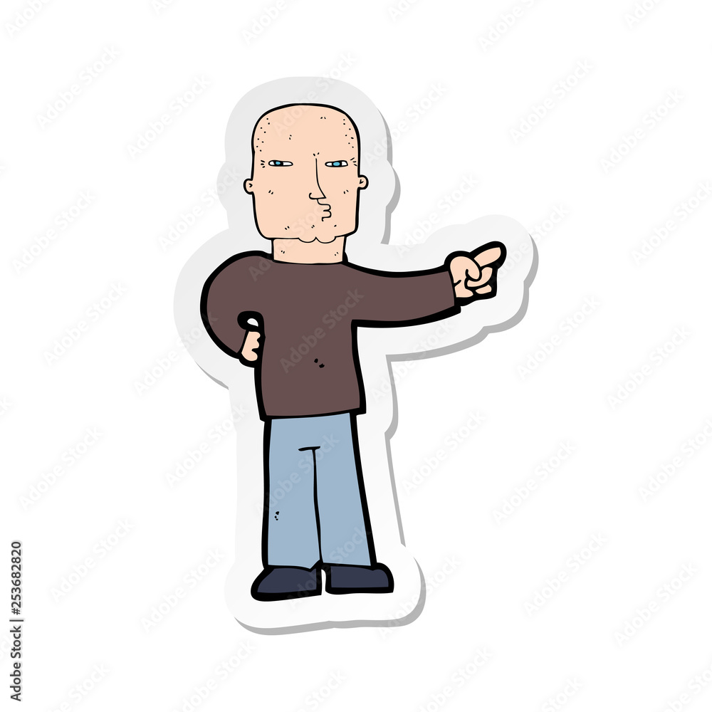 sticker of a cartoon pointing man