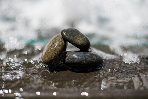 Pebbles Stacked in a Water Fountain