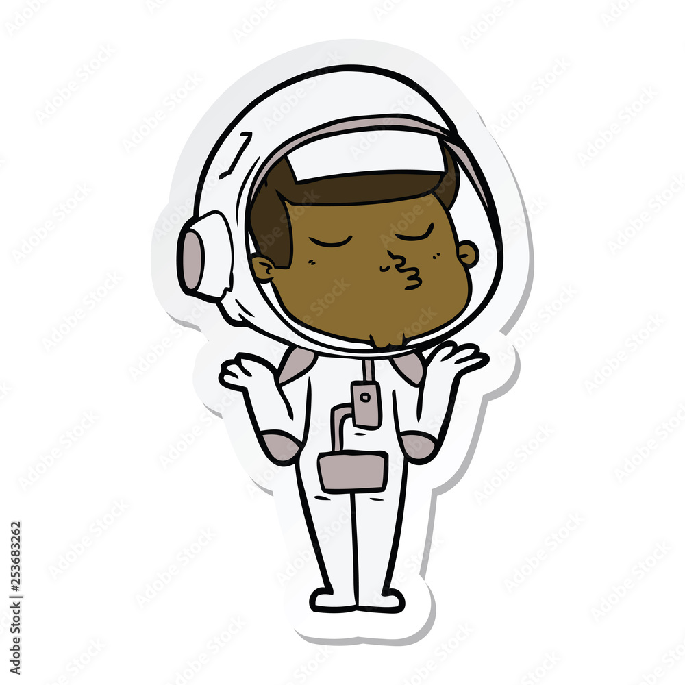 sticker of a cartoon confident astronaut