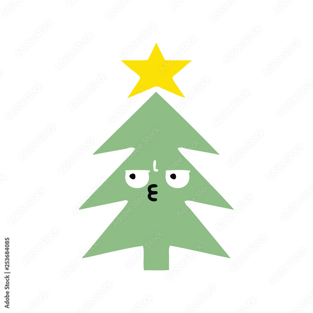 flat color retro cartoon christmas tree flat color retro cartoon christmas tree