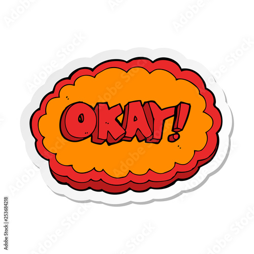 sticker of a cartoon okay sign