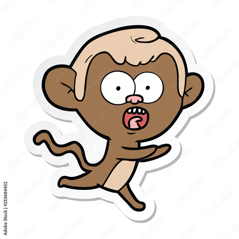 sticker of a cartoon shocked monkey sticker of a cartoon shocked monkey