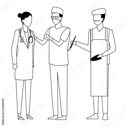 Jobs and professions avatar in black and white