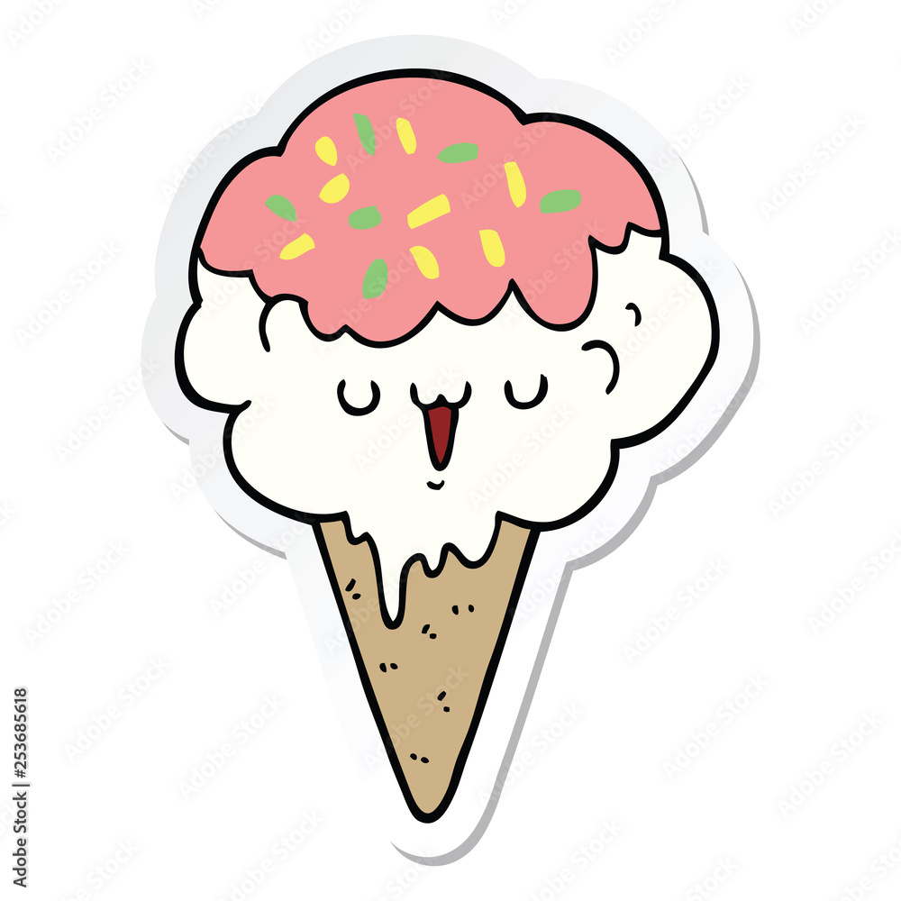 Obraz premium sticker of a cartoon ice cream