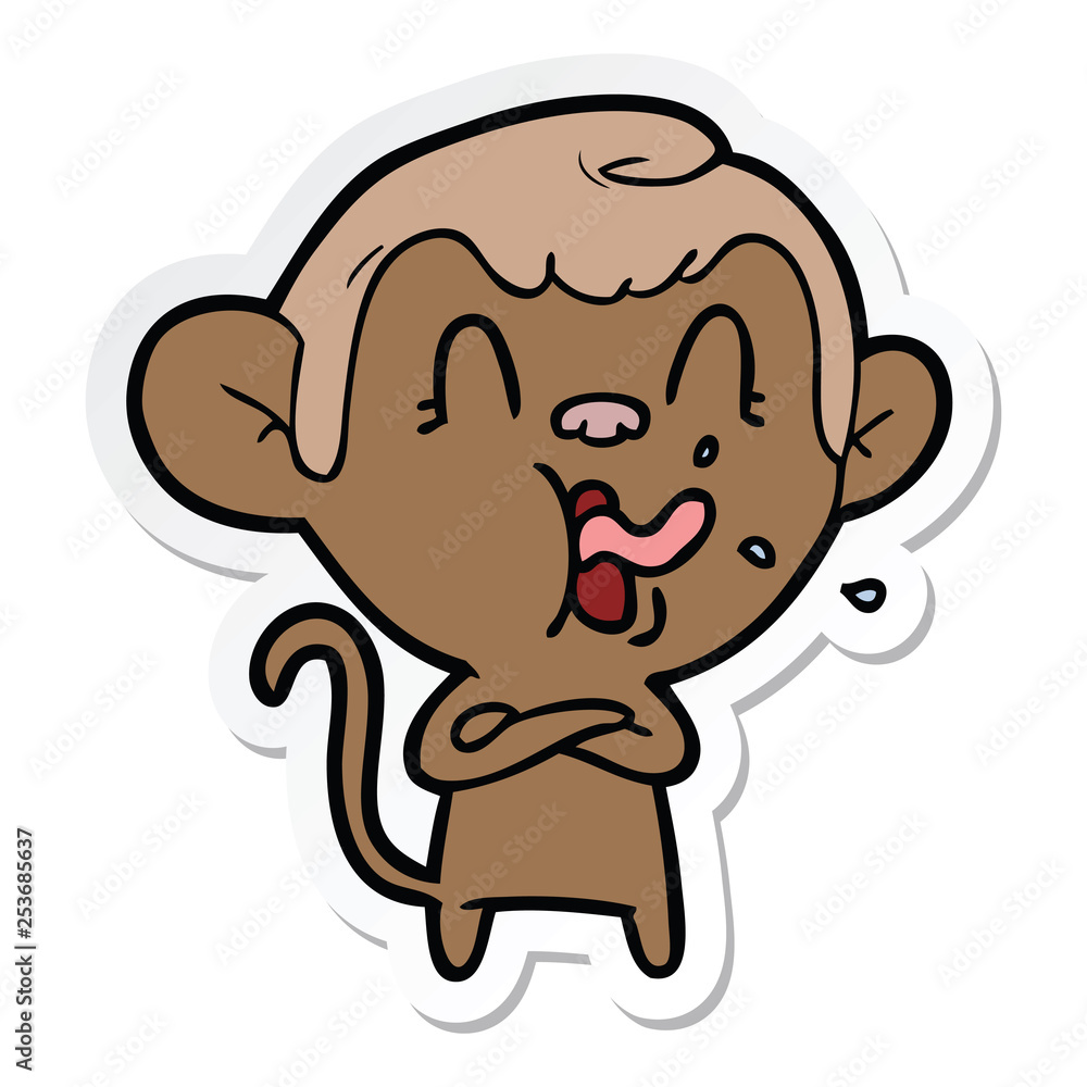 sticker of a crazy cartoon monkey sticker of a crazy cartoon monkey