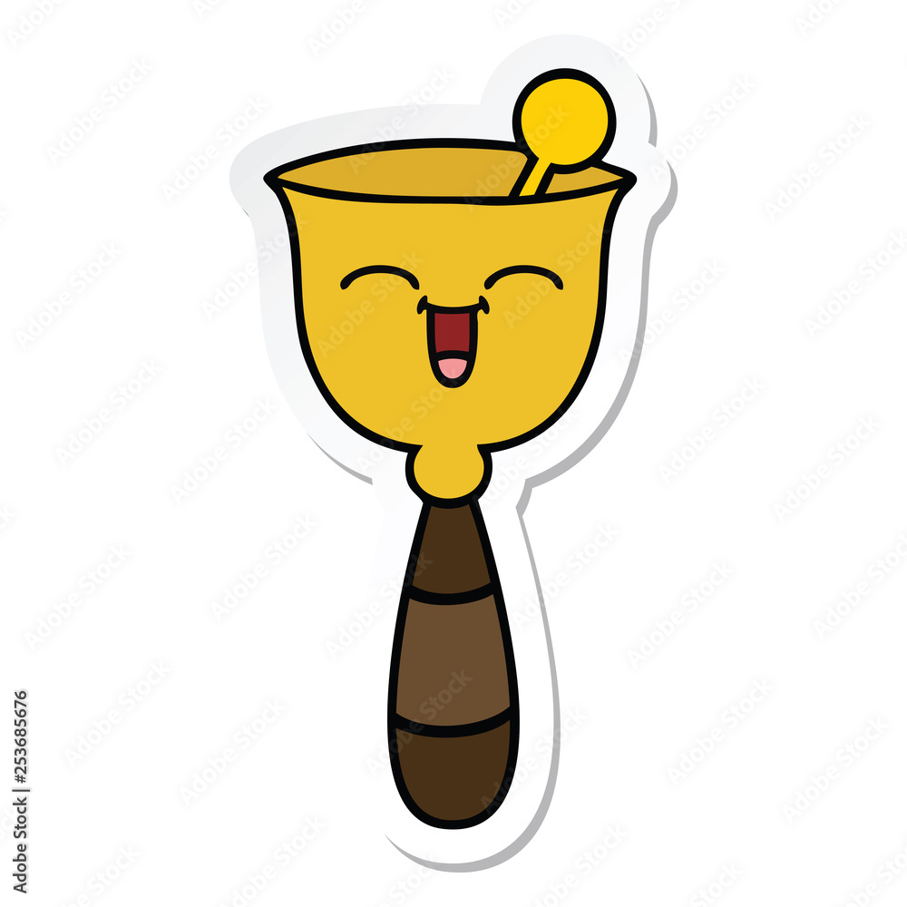 sticker of a cute cartoon school bell