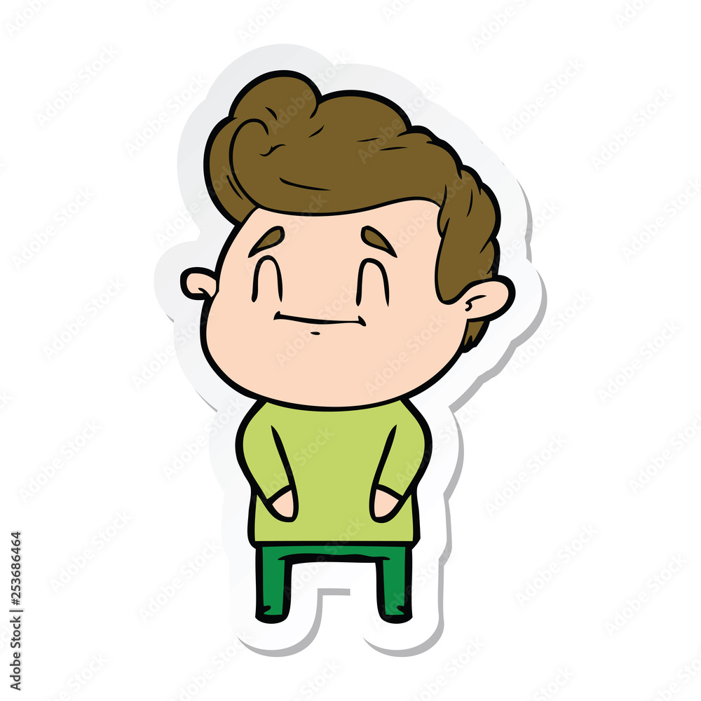 sticker of a happy cartoon man