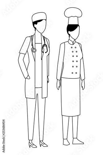 Jobs and professions avatar in black and white
