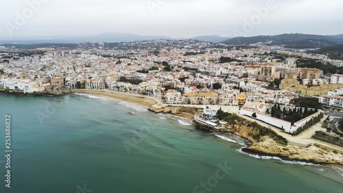 Aerial view of Sitges. Barcelona. Spain. Drone Photo