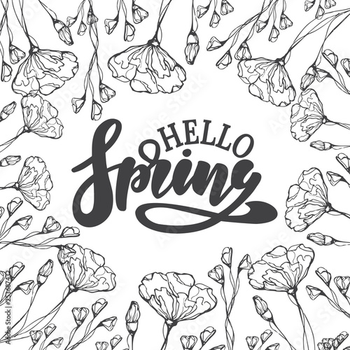 Vector illustration with floral frames, for invitations, cards, banners.Drawing and sketch with black and white line-art