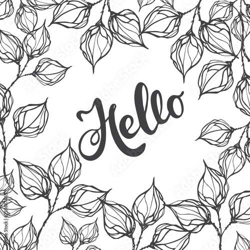Vector illustration with floral frames, for invitations, cards, banners.Drawing and sketch with black and white line-art
