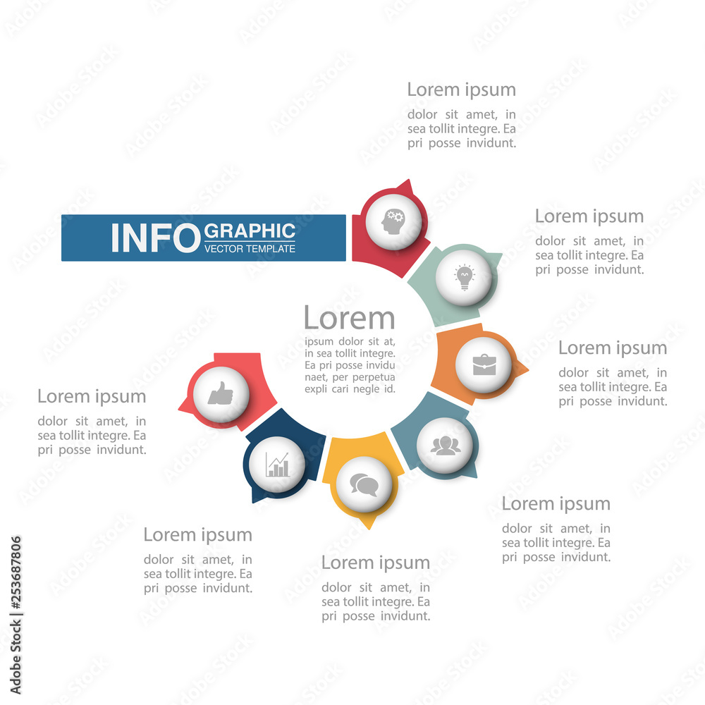 Vector infographic template for  diagram, graph, presentation, chart, business concept with 7 options.