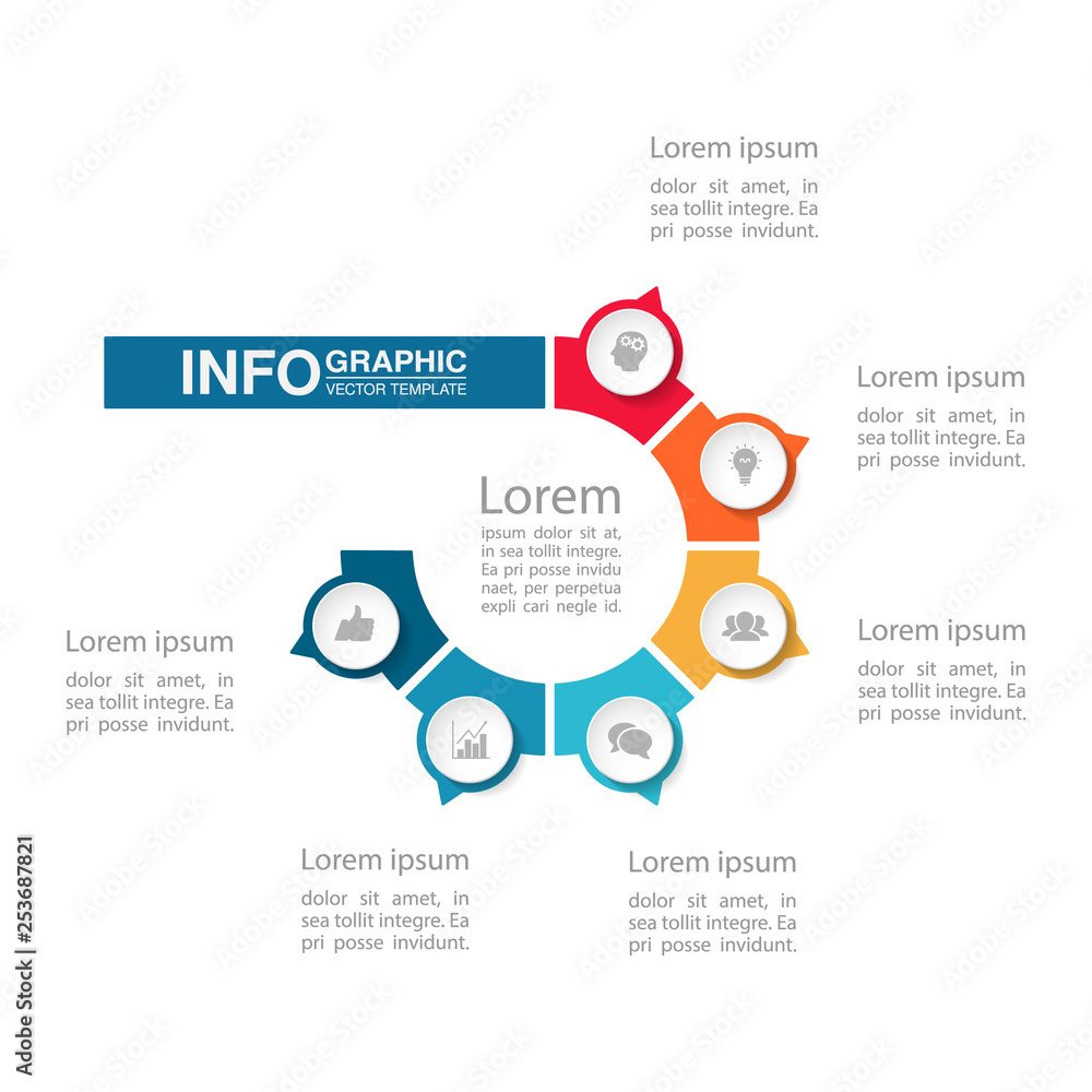 Vector infographic template for  diagram, graph, presentation, chart, business concept with 6 options.