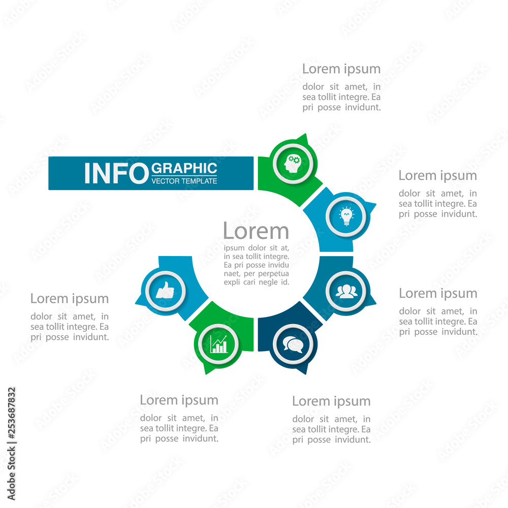 Fototapeta premium Vector infographic template for diagram, graph, presentation, chart, business concept with 6 options.
