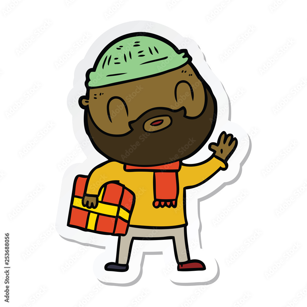 sticker of a cartoon bearded man sticker of a cartoon bearded man