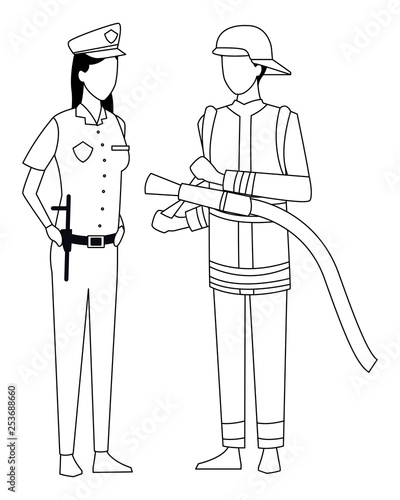 Jobs and professions avatar in black and white