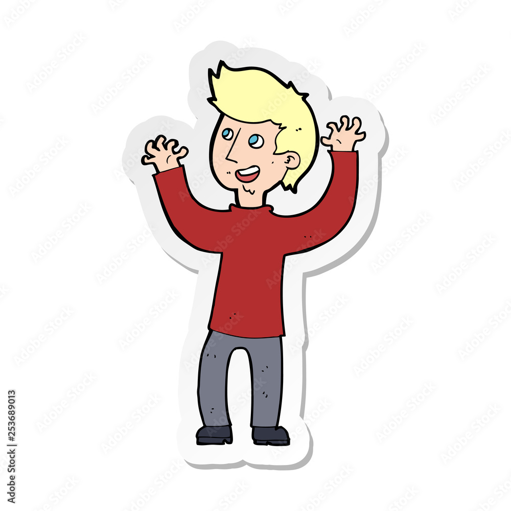 sticker of a cartoon happy man sticker of a cartoon happy man