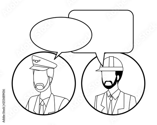 Jobs and professions avatar in black and white