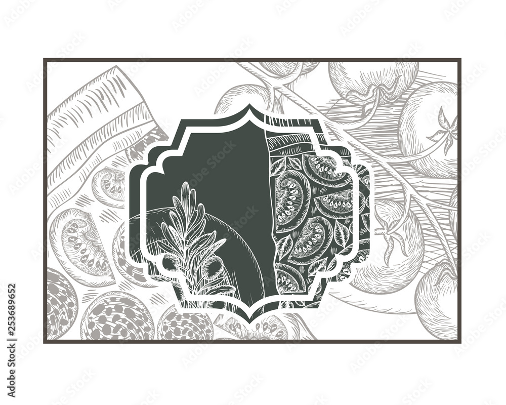 Fototapeta premium elegant frame victorian with italian food