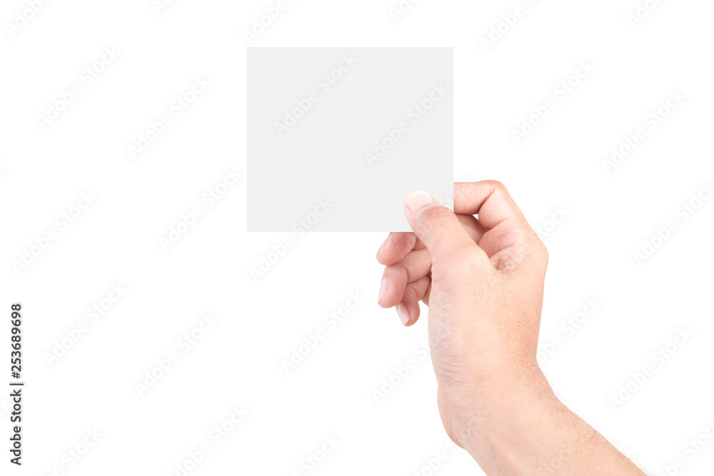Male Caucasian hand gestures isolated over the white background. HAND Holding CARD. Male Caucasian hand gestures isolated over the white background. HAND Holding CARD.