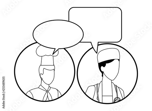 Jobs and professions avatar in black and white