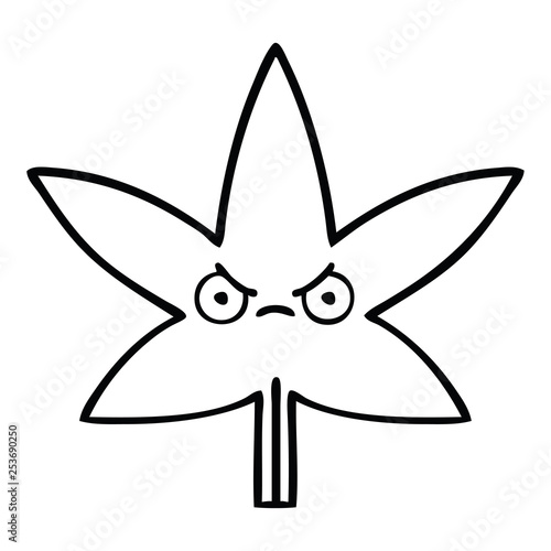 line drawing cartoon autumnal leaf