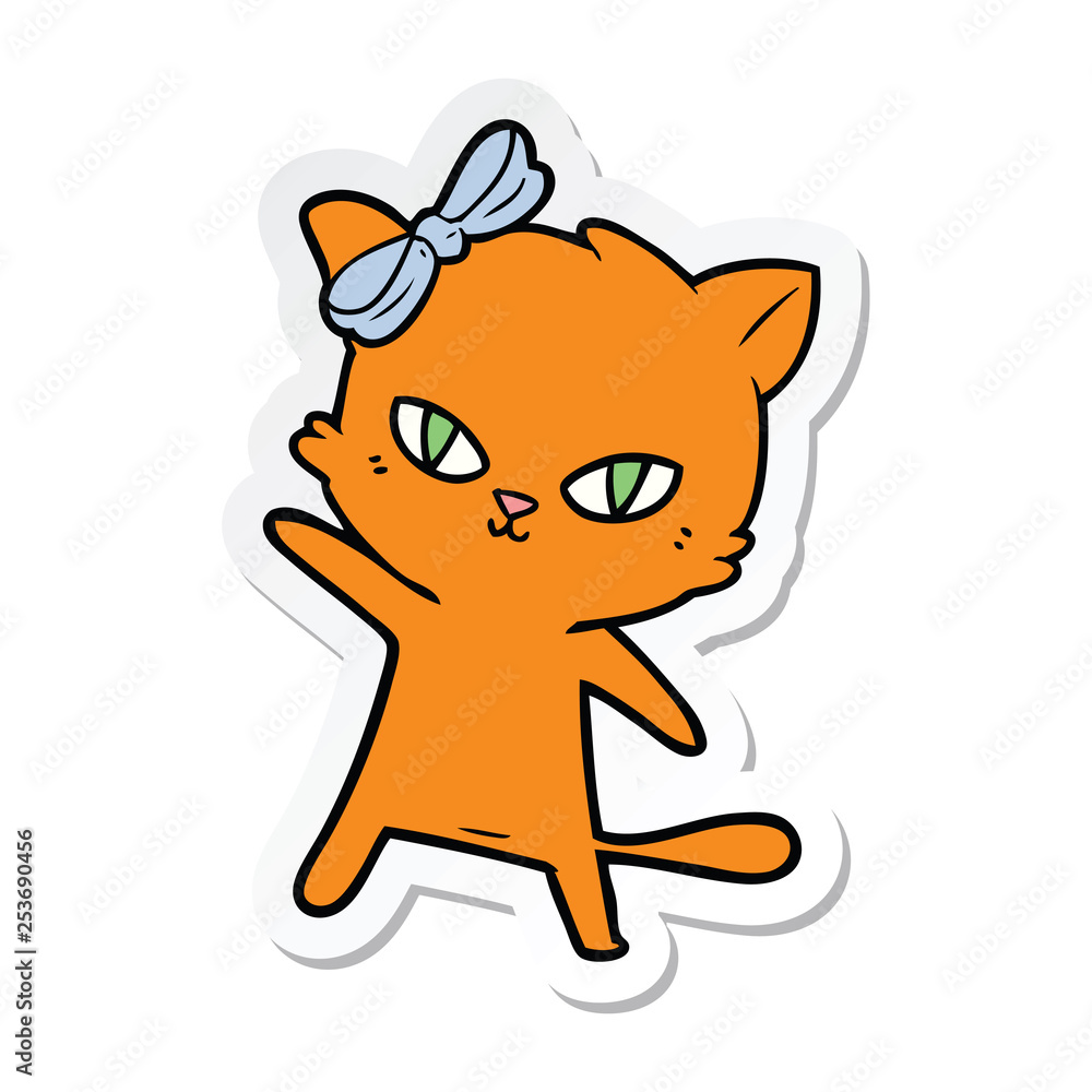 sticker of a cute cartoon cat