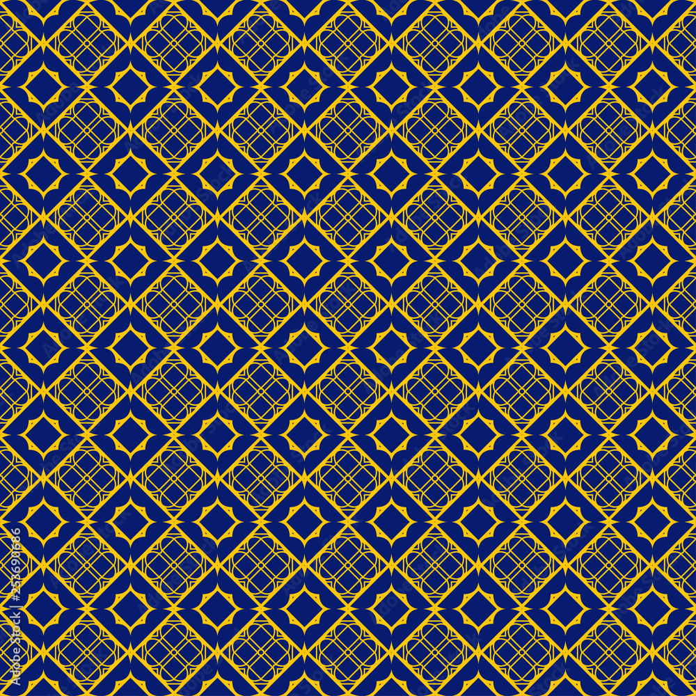 Abstract Vector Seamless Pattern With Abstract Geometric Style. Repeating Sample Figure And Line. Blue yellow color Abstract Vector Seamless Pattern With Abstract Geometric Style. Repeating Sample Figure And Line. Blue yellow color