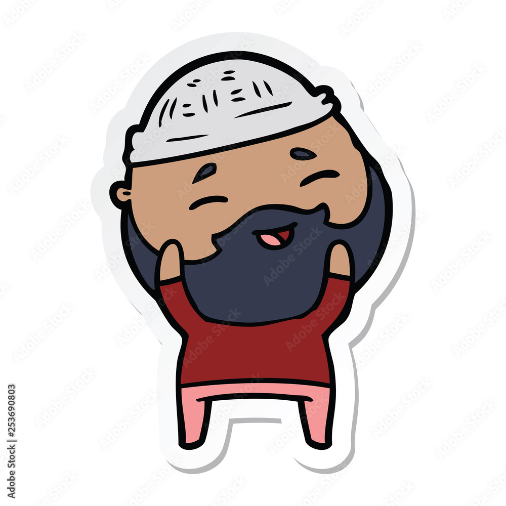 sticker of a cartoon happy bearded man sticker of a cartoon happy bearded man