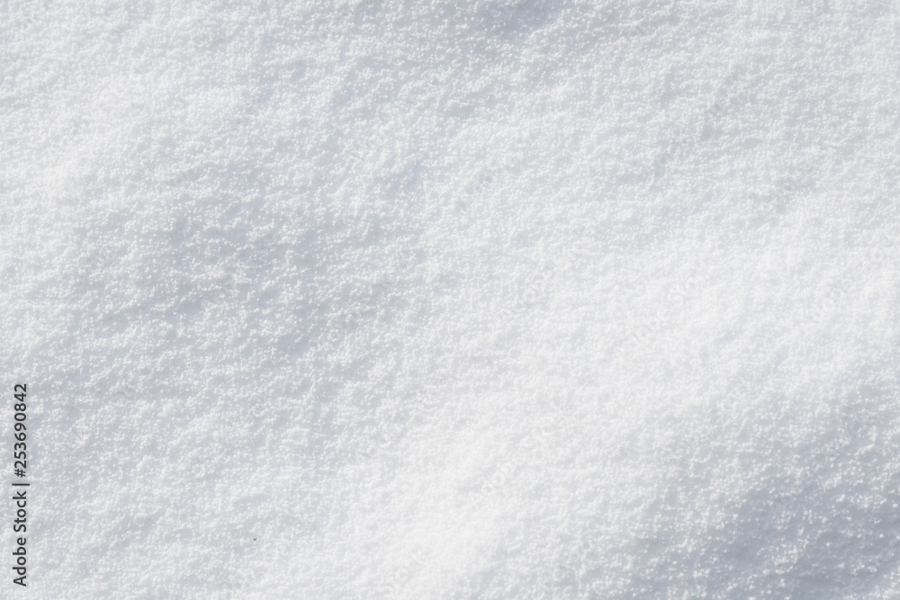 Nature background of fresh powder snow, pattern and texture in white