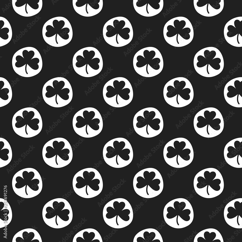 Seamless pattern with stamp signs of shamrocks. Seamless pattern with stamp signs of shamrocks.