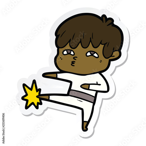 sticker of a cartoon curious man
