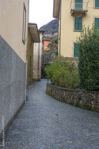 Italy  Varenna  Lake Como  narrow sidewalk passage