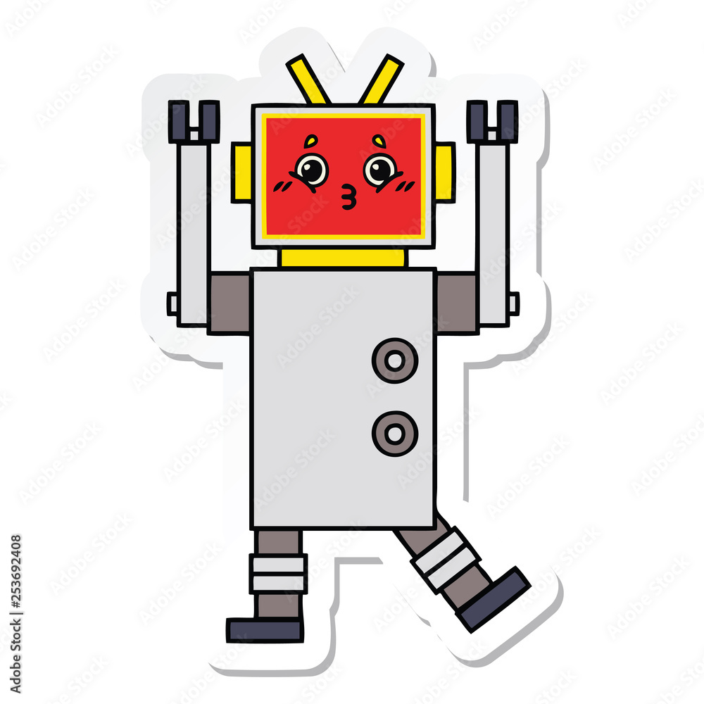 sticker of a cute cartoon robot sticker of a cute cartoon robot