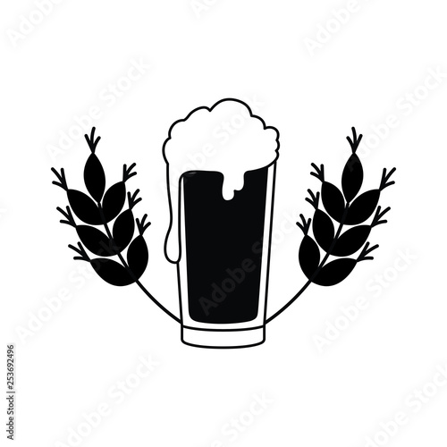 beer with foam and wheat isolated icon
