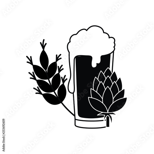 beer with foam and wheat isolated icon