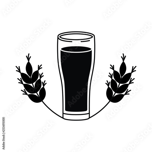 glass with beer and wheat isolated icon