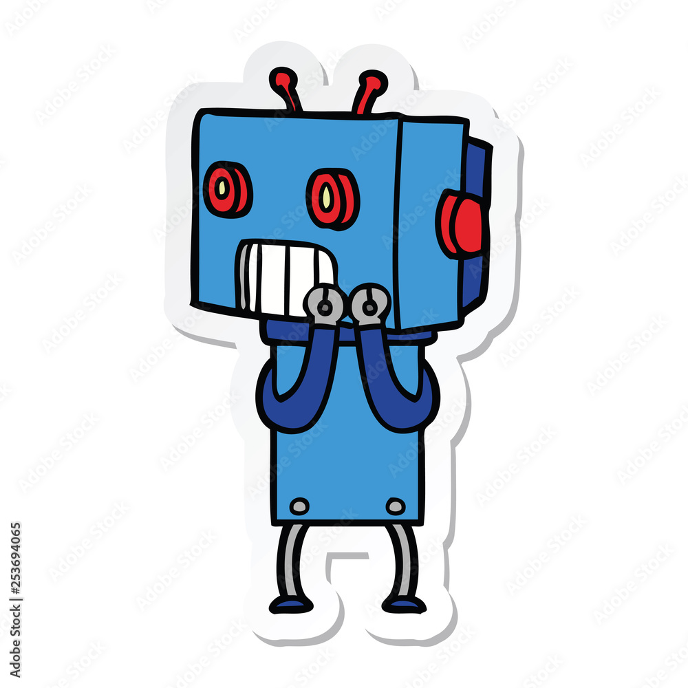 sticker of a cartoon robot sticker of a cartoon robot