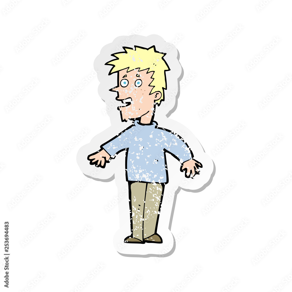 retro distressed sticker of a cartoon happy boy retro distressed sticker of a cartoon happy boy
