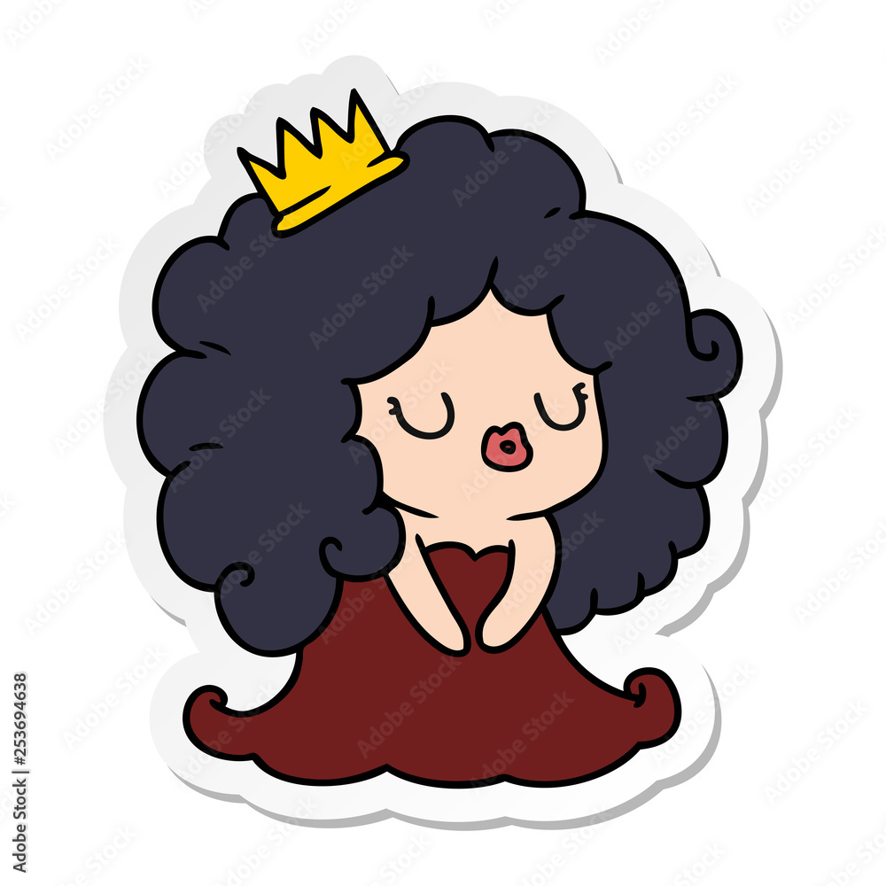 sticker cartoon of cute kawaii girl sticker cartoon of cute kawaii girl