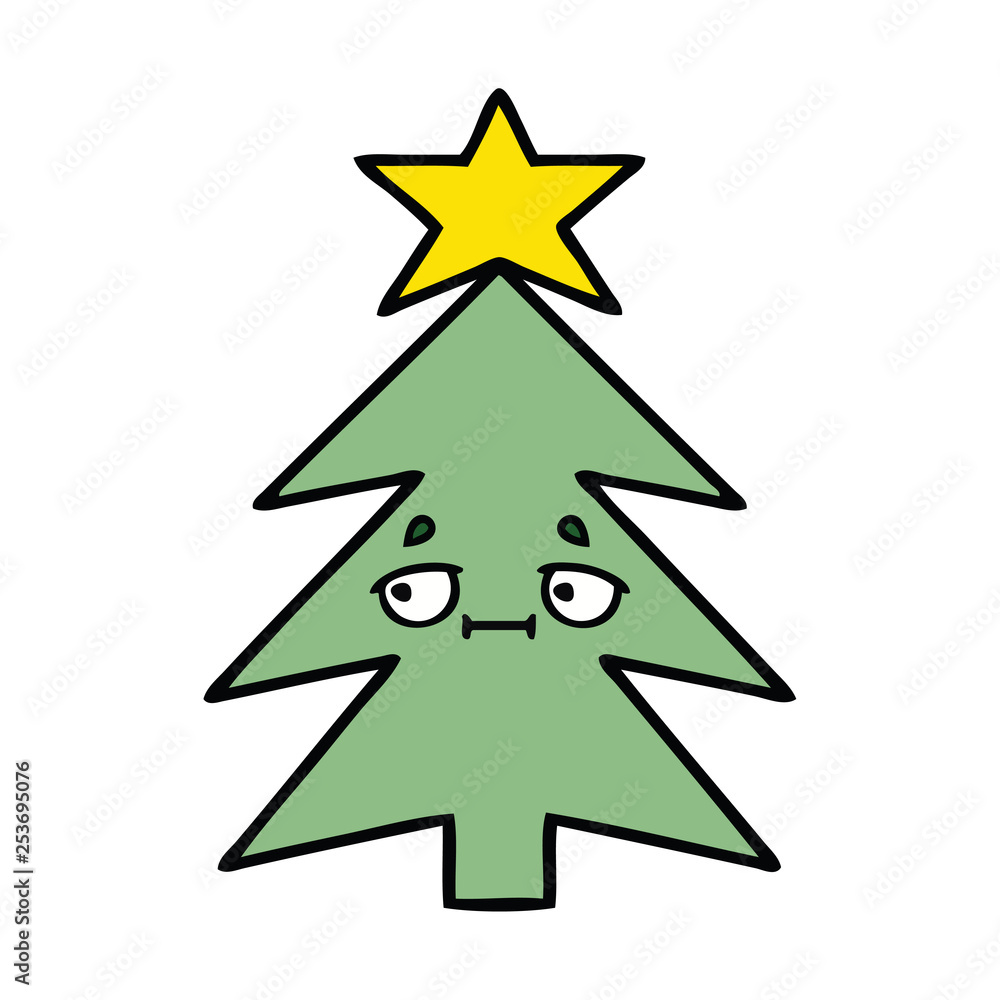 Fototapeta premium cute cartoon christmas tree