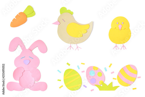 Easter element paper cut on white background - isolated