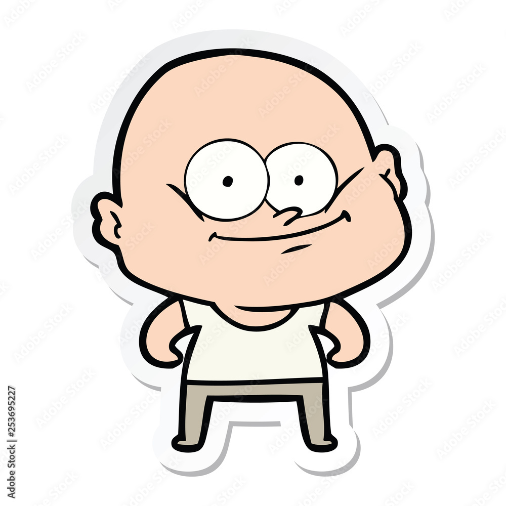 sticker of a cartoon bald man staring sticker of a cartoon bald man staring