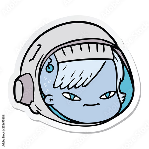 sticker of a cartoon astronaut face