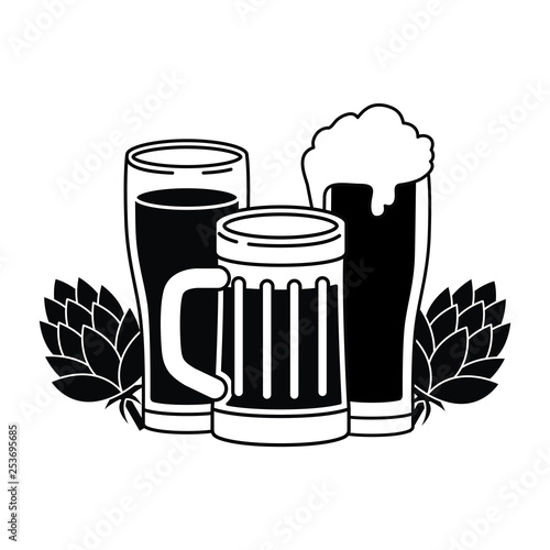 beer with foam and pinecone isolated icon